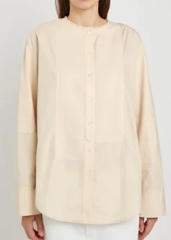Panelled cotton-poplin shirt
