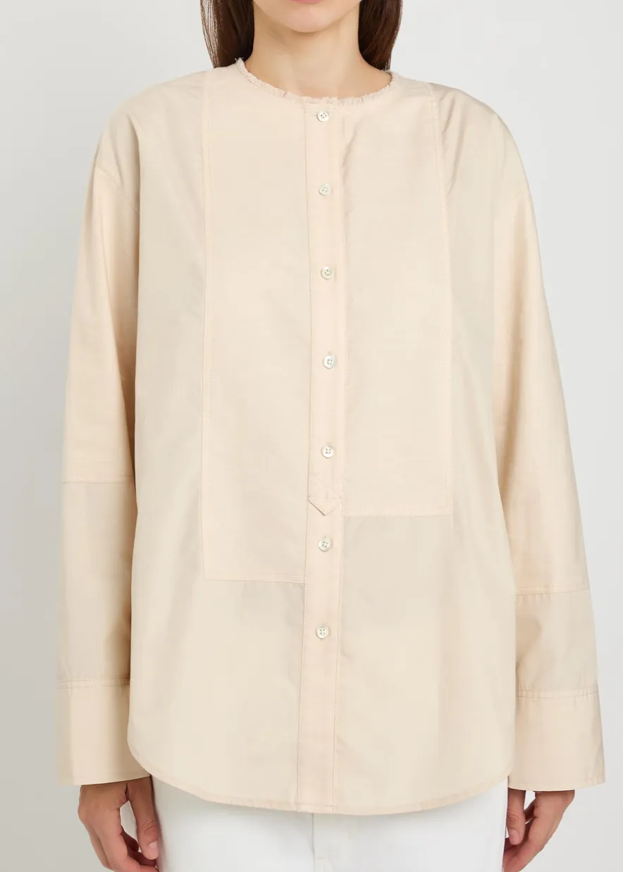 Panelled cotton-poplin shirt