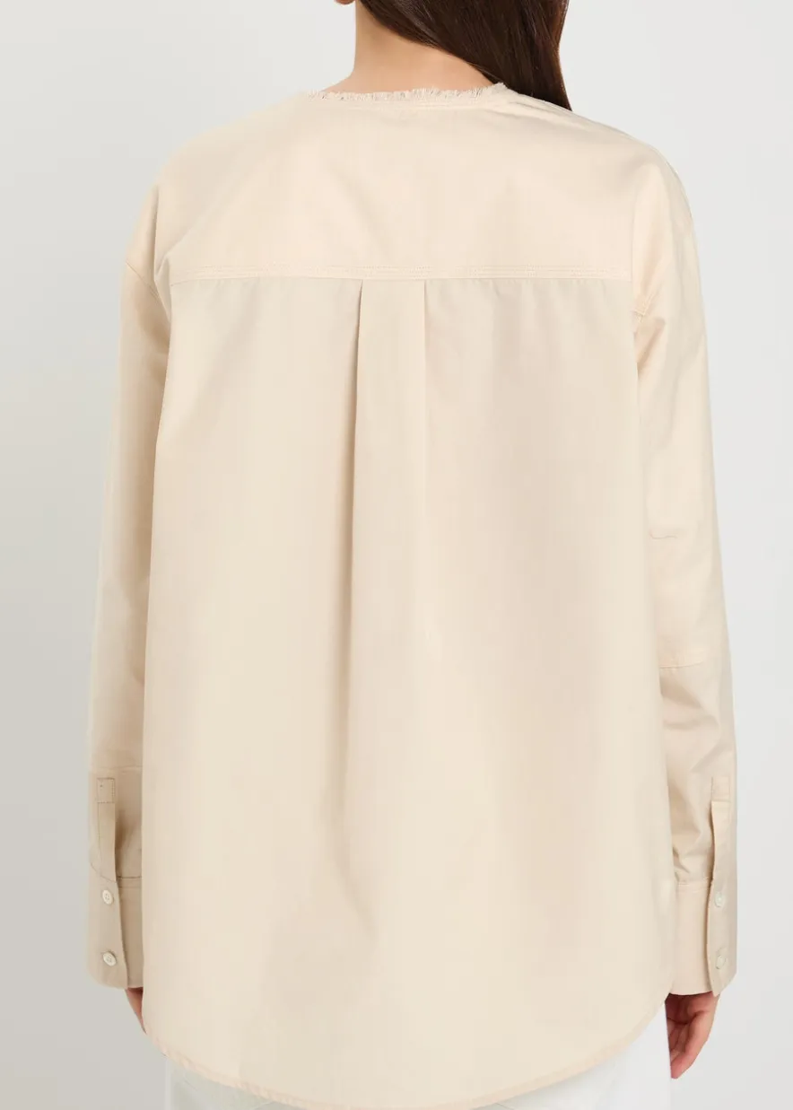 Panelled cotton-poplin shirt