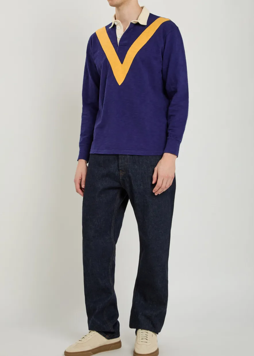 Panelled cotton rugby top