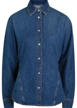 Panelled denim shirt
