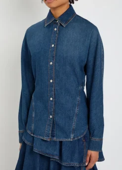 Panelled denim shirt