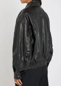 Panelled faded leather jacket