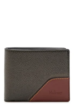 Panelled grained leather wallet