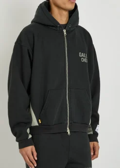 Panelled hooded cotton sweatshirt