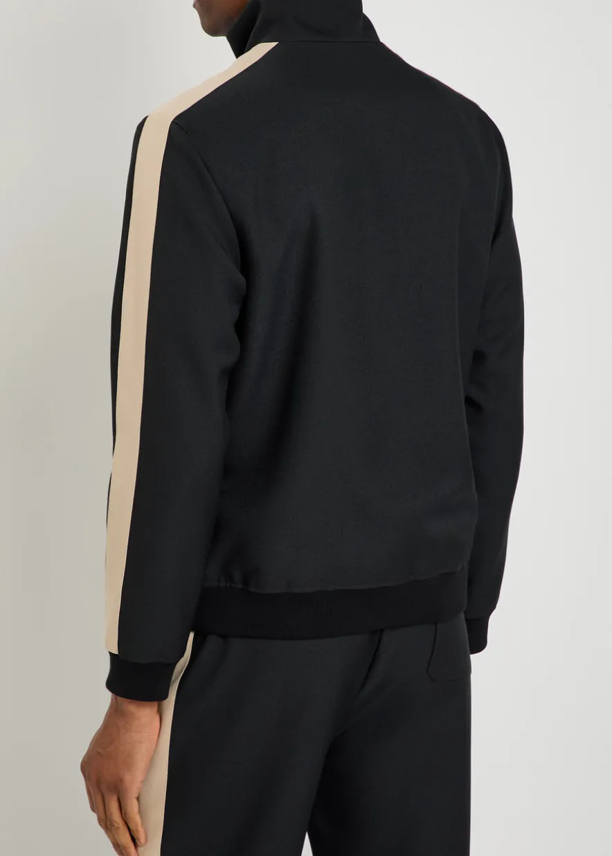 Panelled jersey-twill track jacket