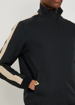 Panelled jersey-twill track jacket