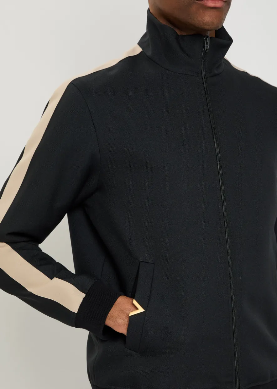 Panelled jersey-twill track jacket