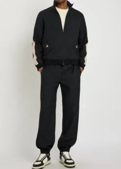 Panelled jersey-twill track jacket