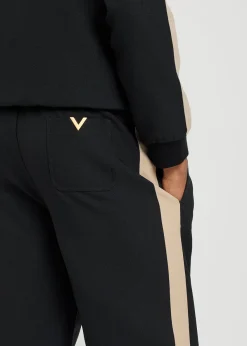 Panelled jersey-twill track pants