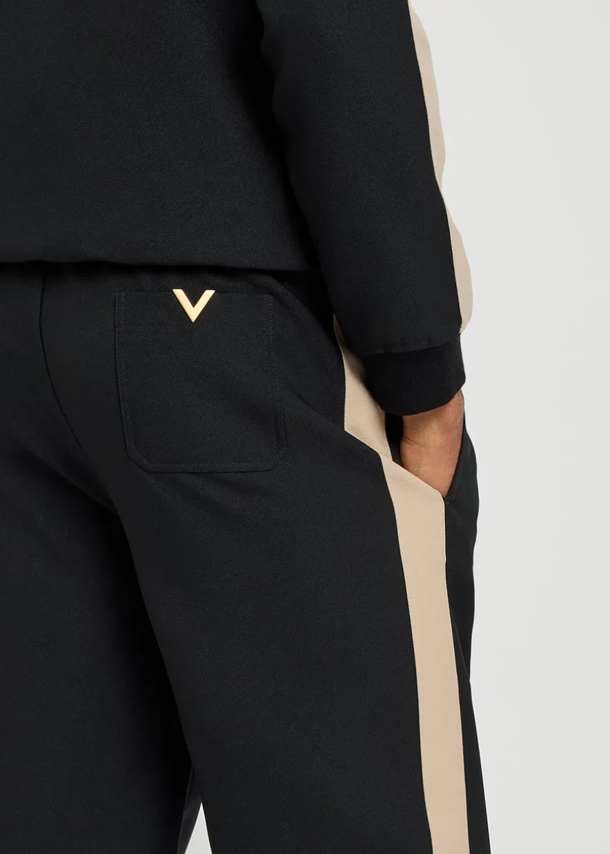 Panelled jersey-twill track pants