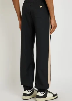 Panelled jersey-twill track pants