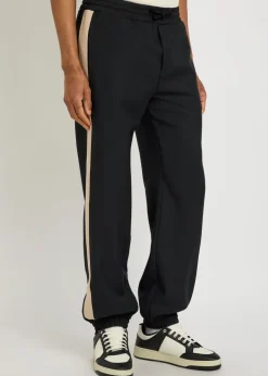 Panelled jersey-twill track pants