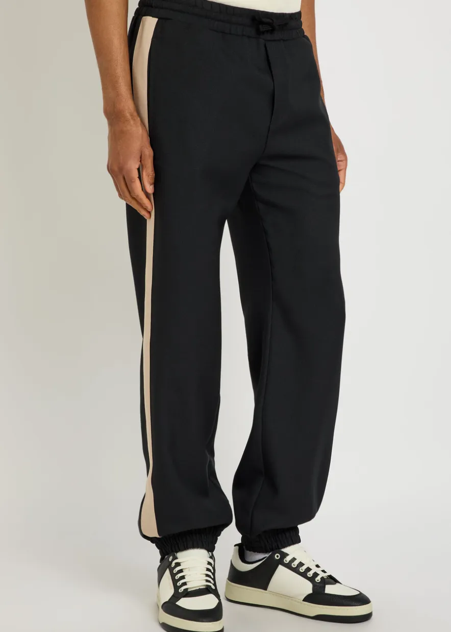 Panelled jersey-twill track pants