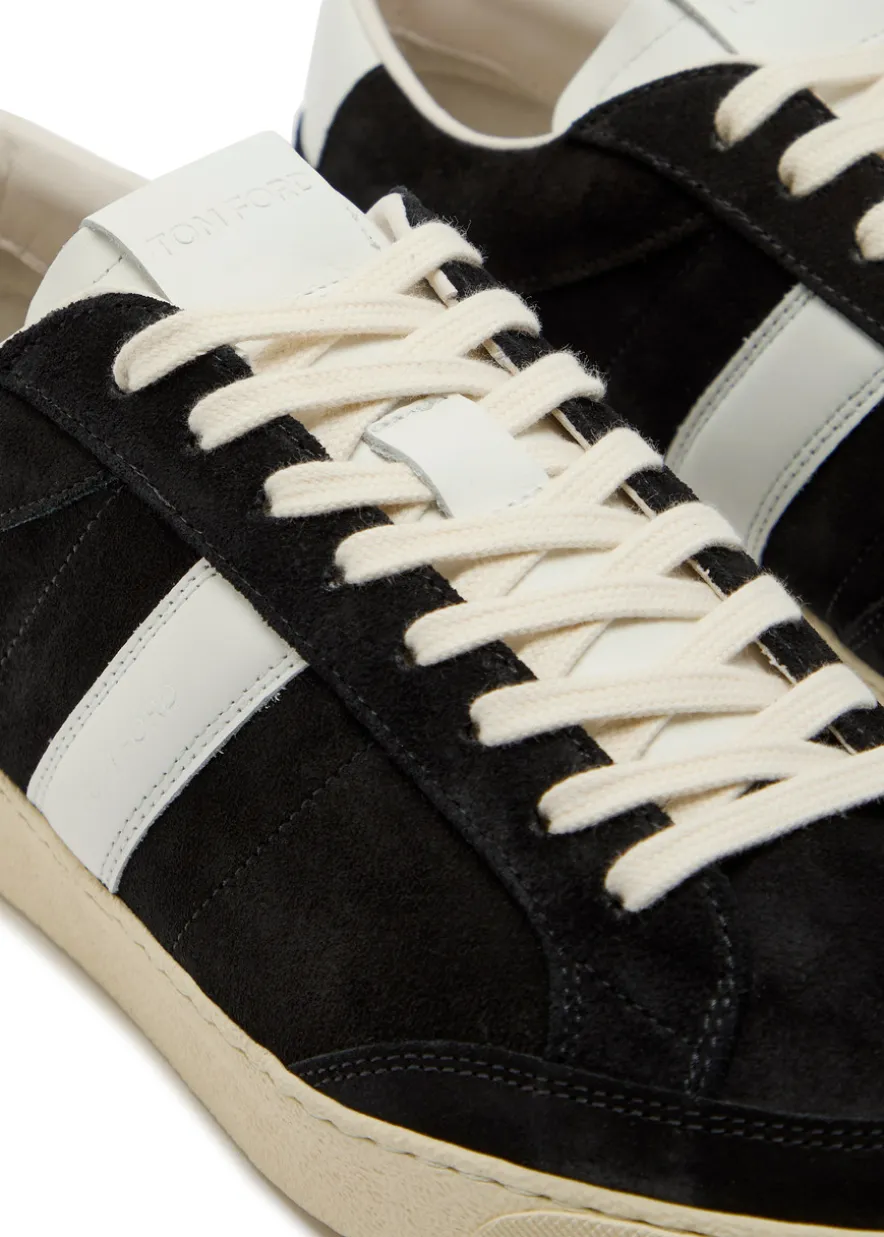 Panelled leather and suede sneakers