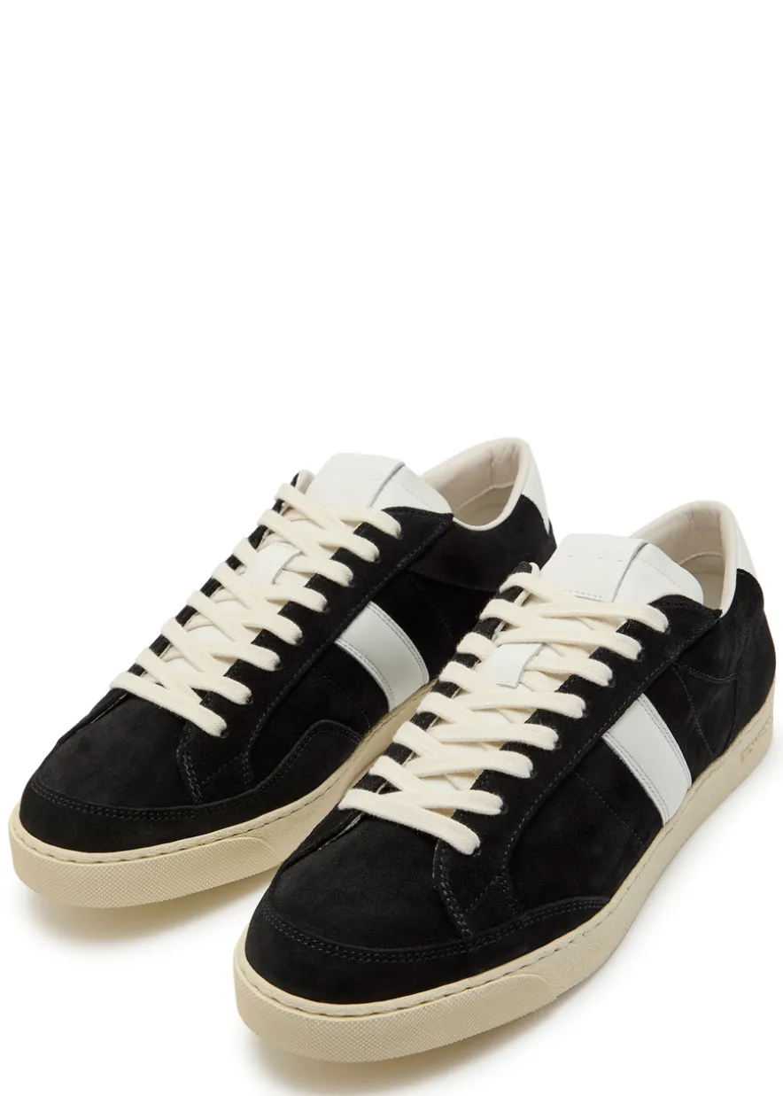 Panelled leather and suede sneakers