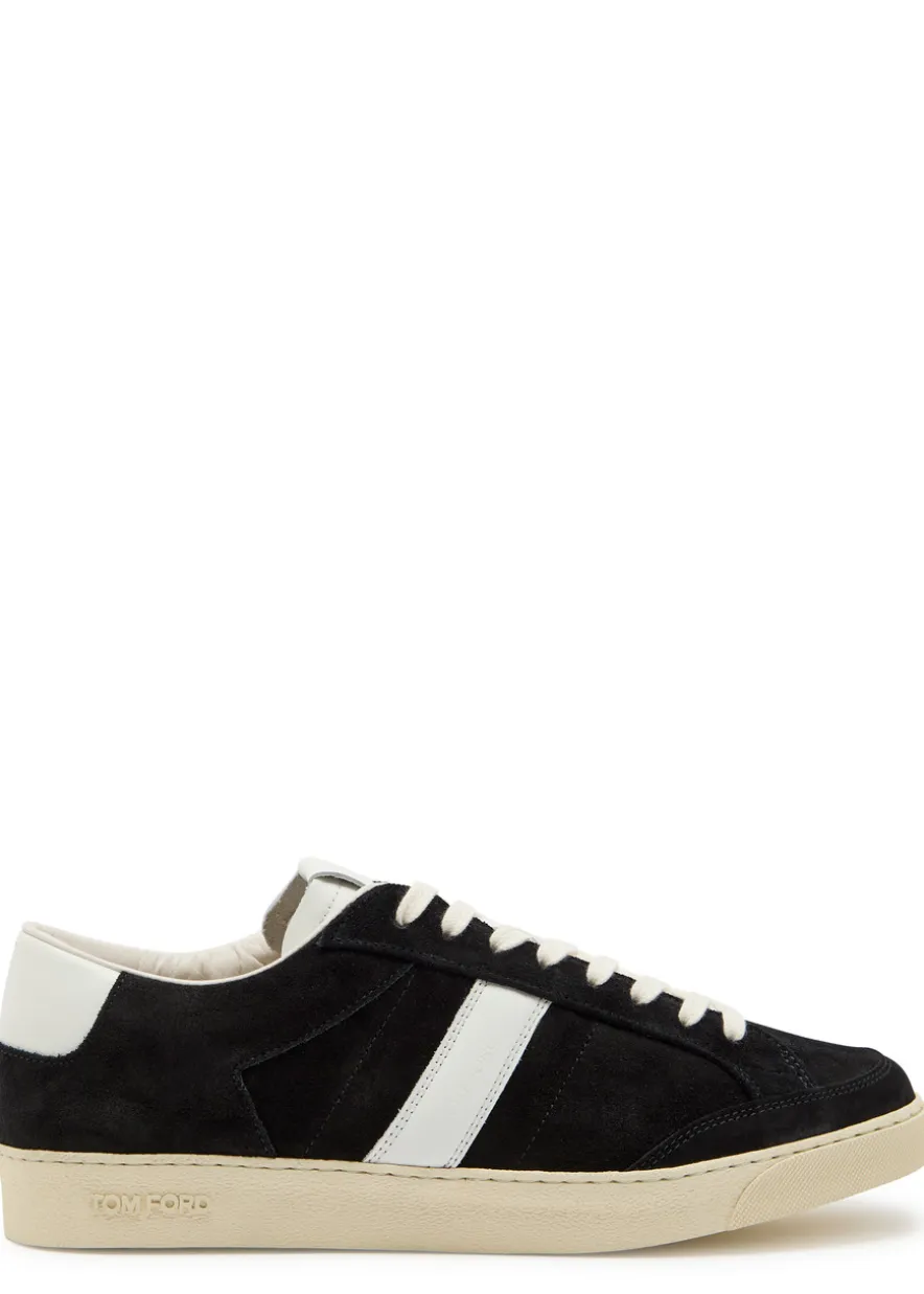 Panelled leather and suede sneakers