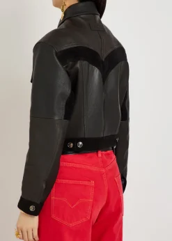 Panelled leather jacket