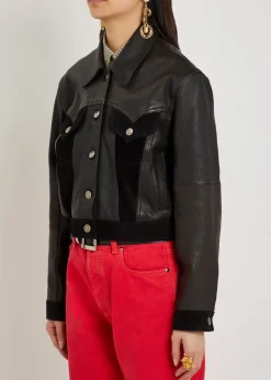 Panelled leather jacket