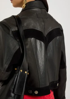 Panelled leather jacket