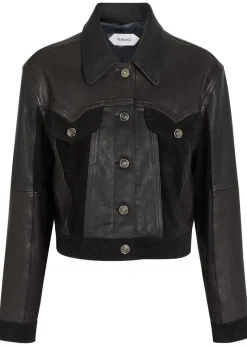 Panelled leather jacket