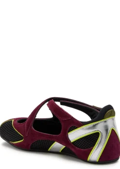 Panelled mesh-knit ballet flats
