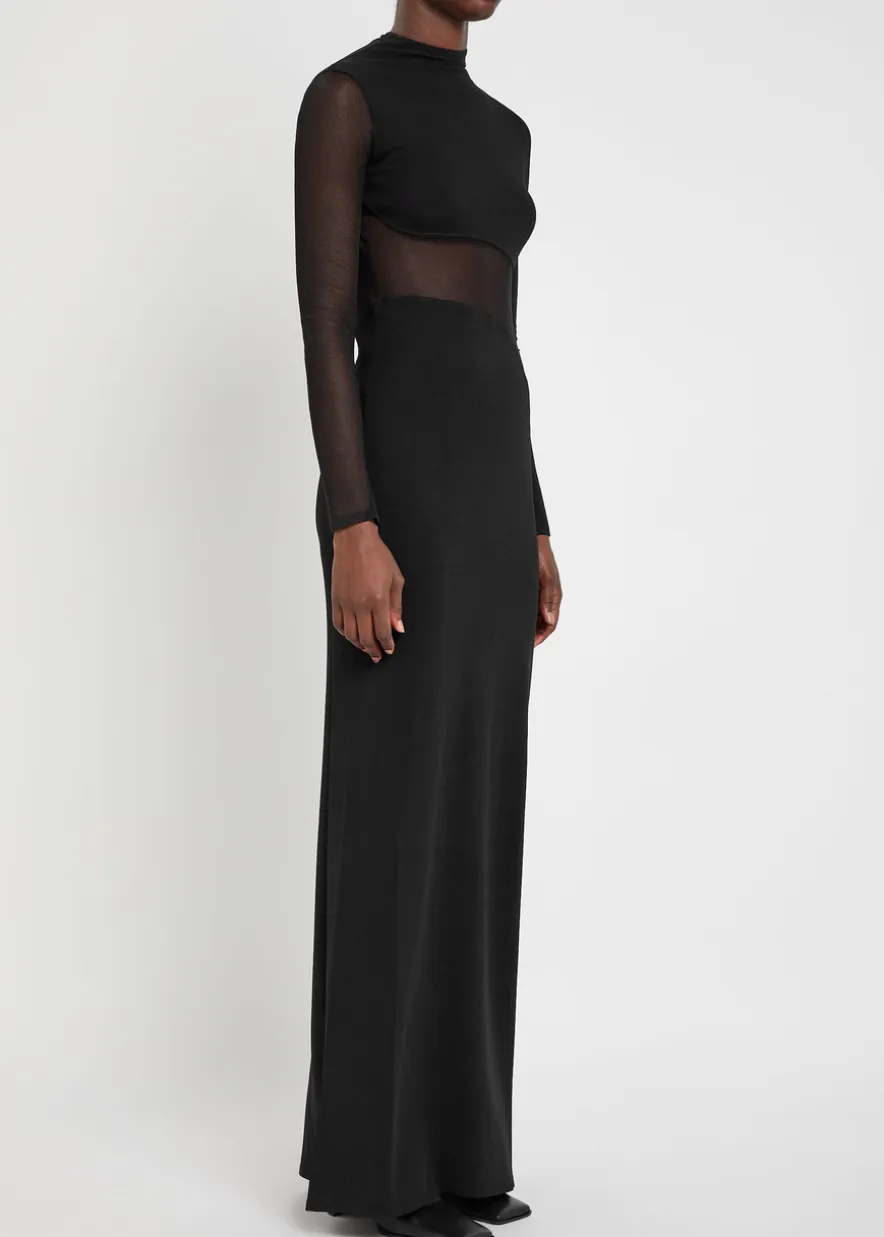 Panelled mesh maxi dress