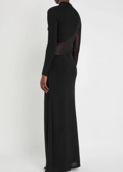 Panelled mesh maxi dress