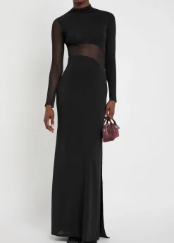 Panelled mesh maxi dress