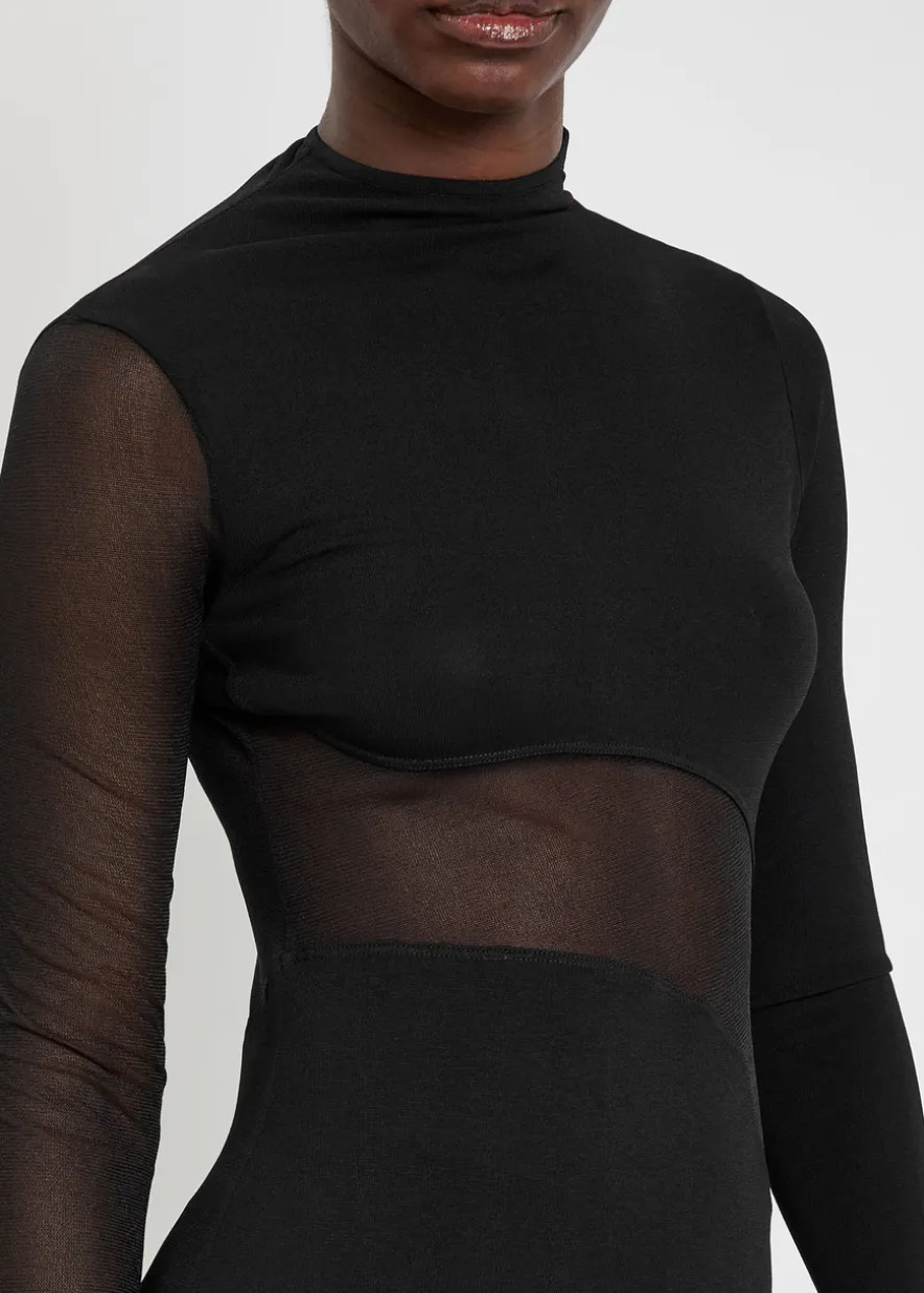 Panelled mesh maxi dress