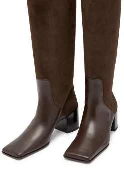 Panelled 55 nubuck knee-high boots