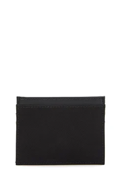 Panelled orb leather and twill card holder