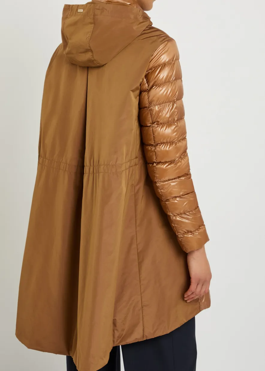 Panelled padded hooded shell jacket