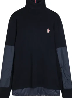 Panelled roll-neck wool-blend jumper