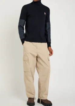 Panelled roll-neck wool-blend jumper