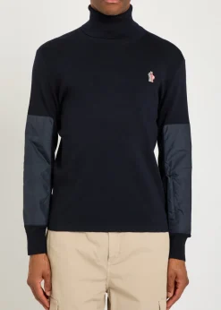 Panelled roll-neck wool-blend jumper