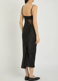 Panelled satin midi slip dress
