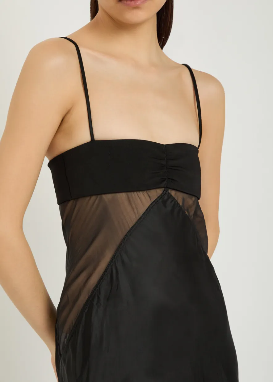 Panelled satin midi slip dress