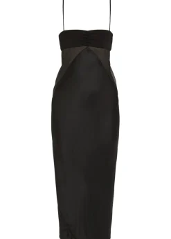 Panelled satin midi slip dress
