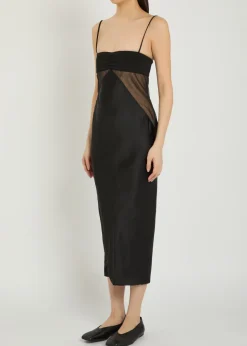 Panelled satin midi slip dress