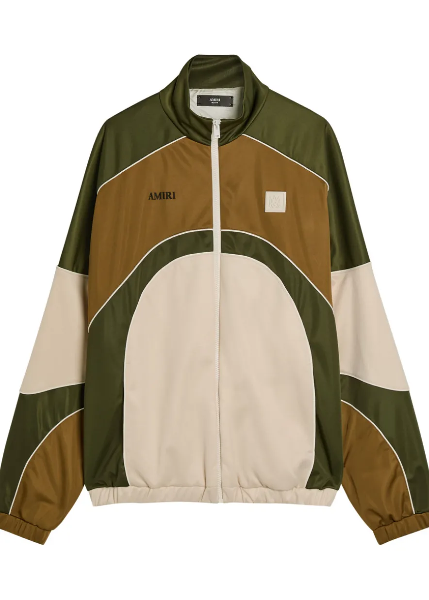Panelled satin-twill track jacket