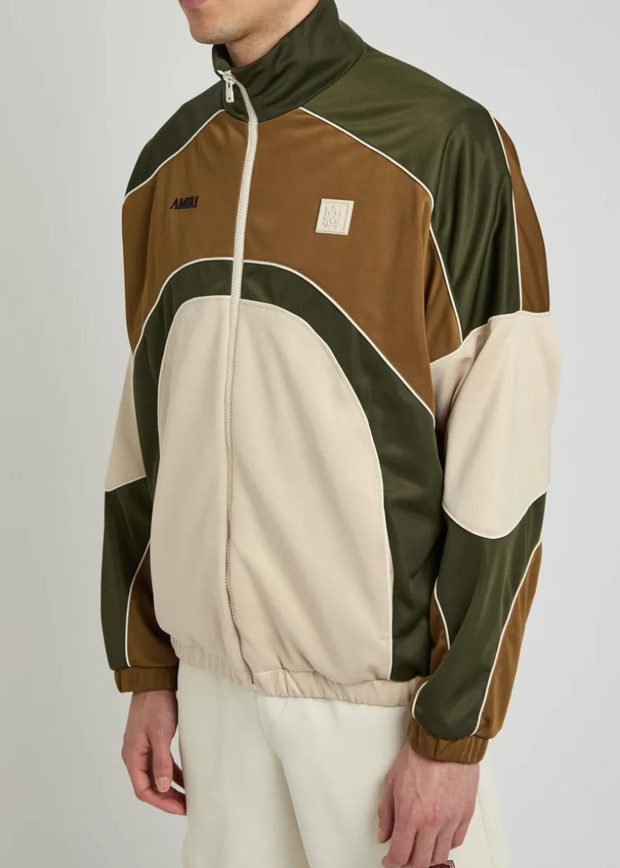 Panelled satin-twill track jacket