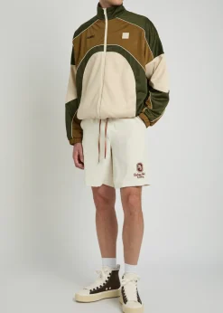 Panelled satin-twill track jacket