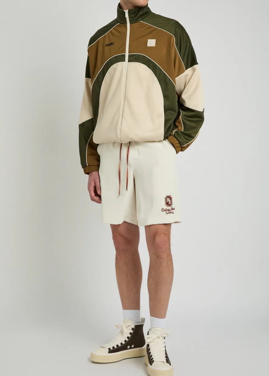 Panelled satin-twill track jacket