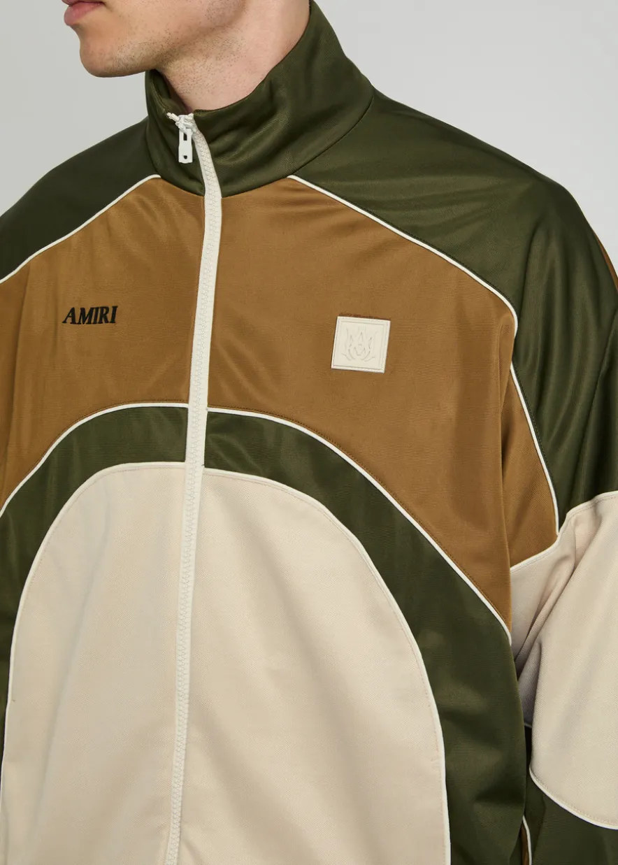 Panelled satin-twill track jacket