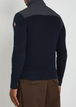 Panelled shell and cotton-knit jacket