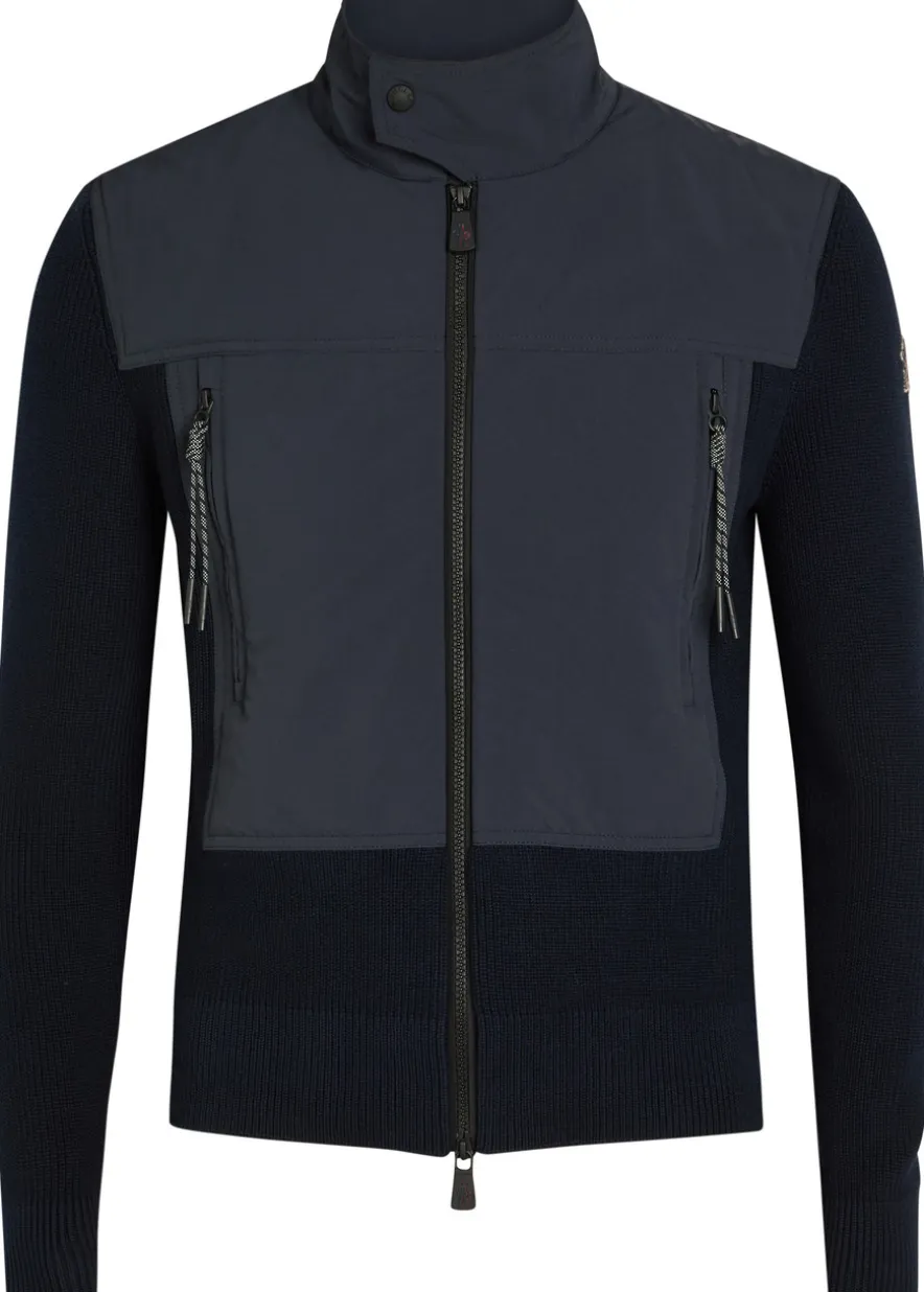 Panelled shell and cotton-knit jacket
