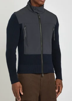 Panelled shell and cotton-knit jacket