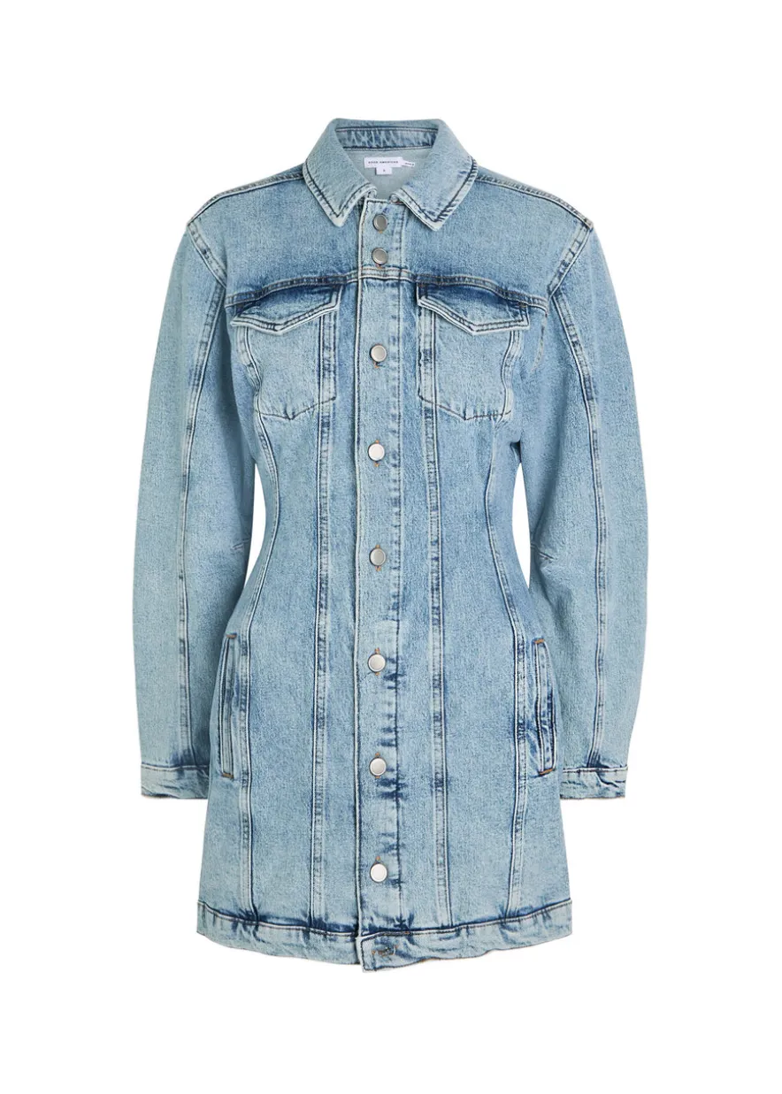 Panelled stretch-denim mini dress