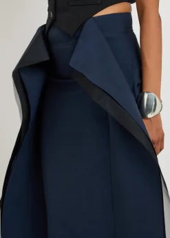 Panelled stretch-wool midi skirt